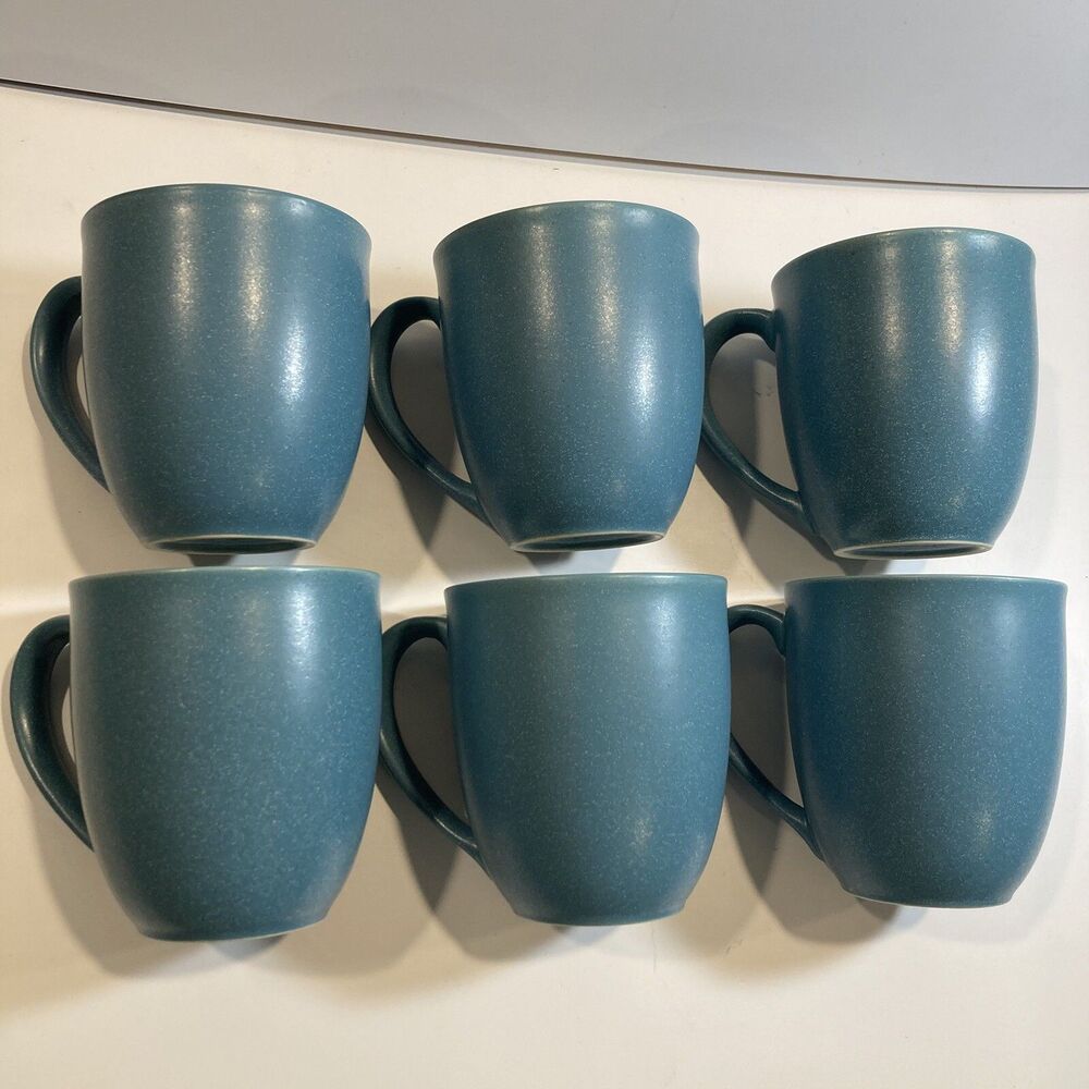 Noritake COLORWAVE Turquoise Mugs 8093 12oz Stoneware Lot Of 6 - Picture 2 of 8